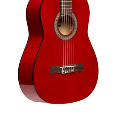 Stagg 3/4 Size Classical Guitar With Linden Top In Vibrant Red image 1