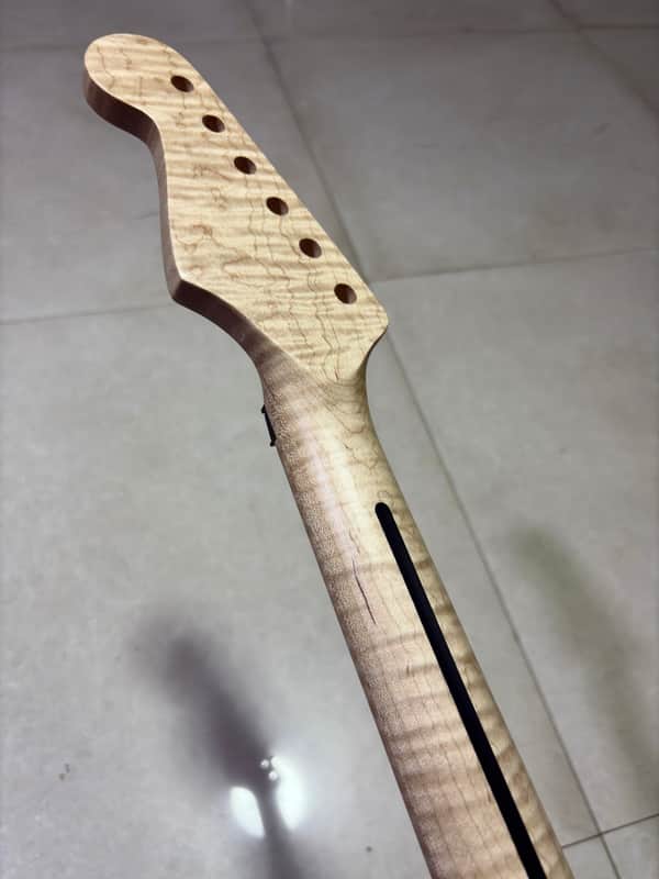6 string Stainless steel fret 22 frets 25.5inch Flame maple Electric guitar Neck Locking nut parts image 1