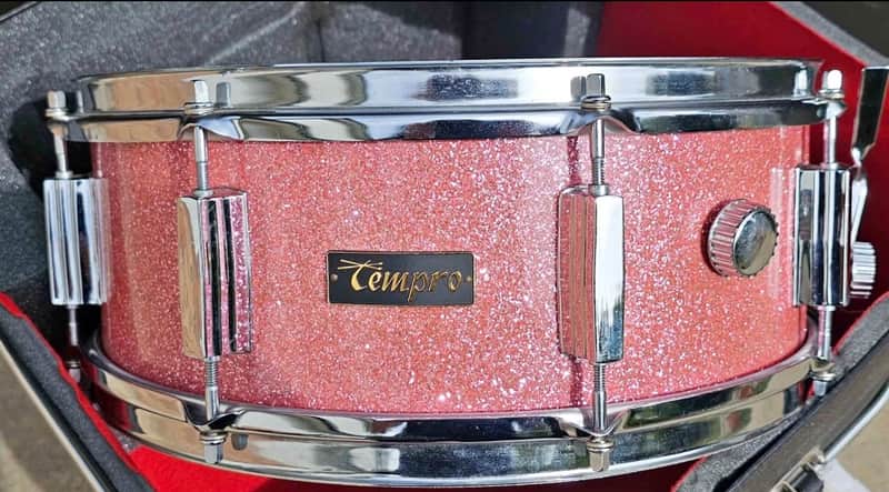 Tempro 5x14 vintage Snare Drum 1960s-1970s - Pink Sparkle image 1