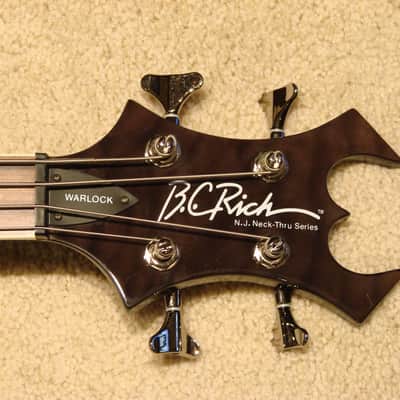 B.C. Rich Warlock Electric Bass Guitar NJ Neck-Thru Series Coffin Case Very Good Condition image 3