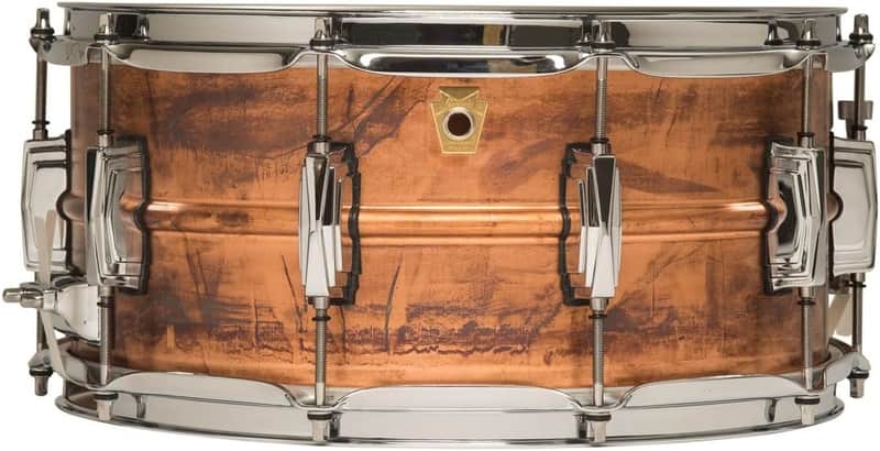 Ludwig Copper Phonic Smooth Snare Drum 14 x 6.5 in. Raw Smooth Finish with Imperial Lugs image 1