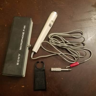 Sony F-96 Dynamic Microphone High Impedance w/ stand and case 1970s Beige image 2