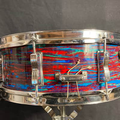 Ludwig 1971 Psychedelic Red - 5x14" Jazz Festival Snare Drum, Excellent! image 15