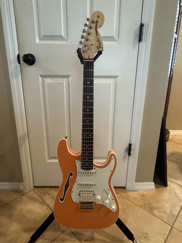 Partscaster Thinline S-Style - Shell Pink (Fender Semi-hollow) image 1