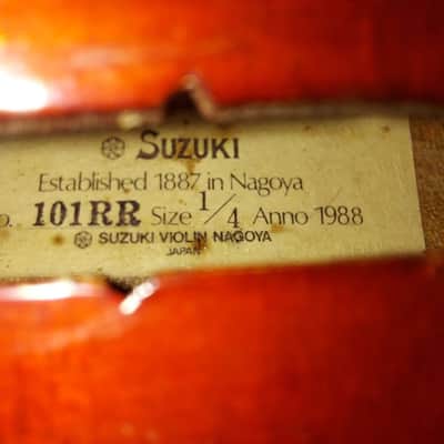 Suzuki model 101RR size 1/4 violin, Japan 1988, with case & bow, Very Good Cond image 2