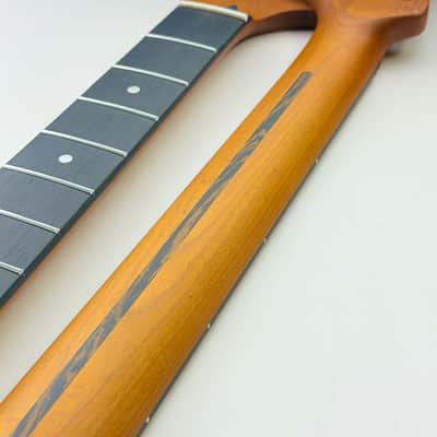 Roasted Maple Strat Style Guitar Neck, 22 Frets, Maple Fingerboard image 3