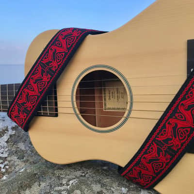 Vtar Red Celtic Beast Guitar Strap Handmade with Vegan Leather image 2