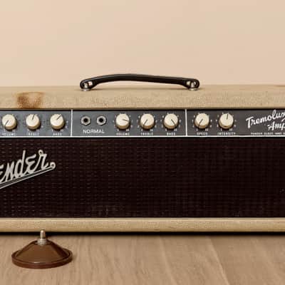 1961 Fender Tremolux Blonde Brown Panel Piggyback Tube Amp Head 6G9 Circuit w/ EL84 (6BQ5) image 2
