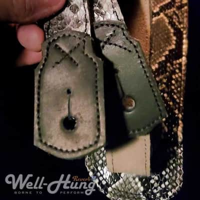 Well-Hung "Snake Charmer" 3" Leather padded floater strap, Graphite Python Extra Long image 3