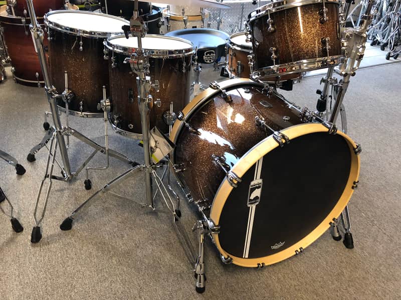 Mapex Design Lab Cherry Bomb Gold Sparkle Fade Drum Set image 1