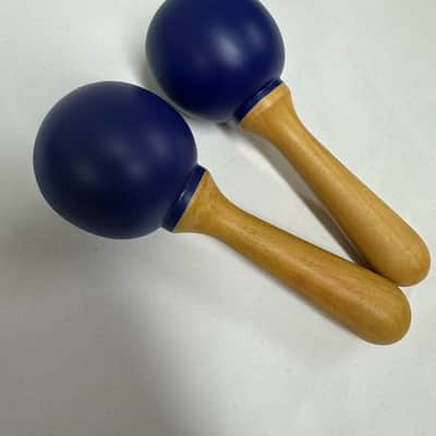 6" Mini Maracas, Wooden, 6" x 2", Mid-East MARB, Painted Blue - NEW image 2
