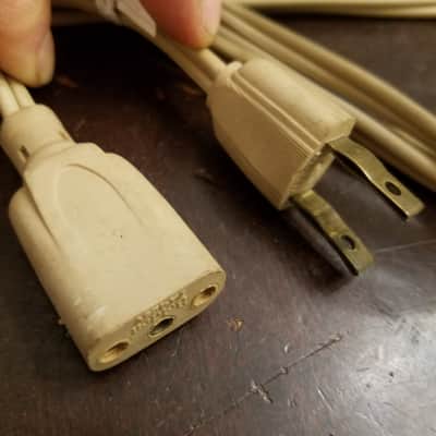 1 Belden Non-polarized Original Vintage 3-pin Power Cord Electric Cable Pentron V-M 1950s Beige image 3