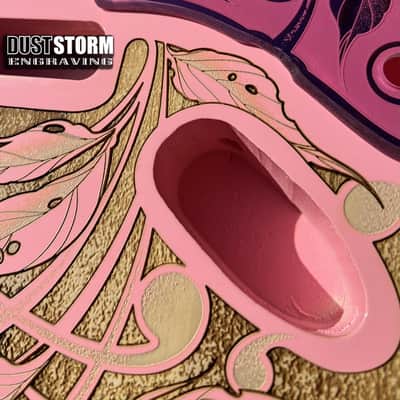 Engraved Pink Mirror Acrylic Pickguard & Tremolo Cover for Fender Stratocaster HSH, HSS, SSS Setups Available image 9