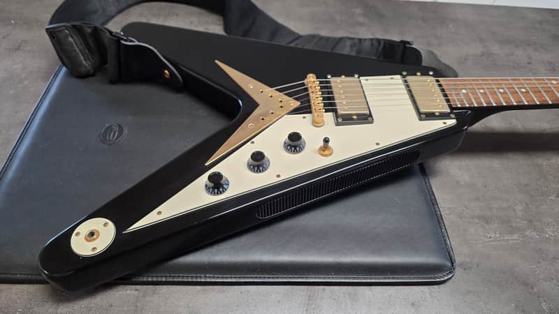 2003 Epiphone Flying V Korina MIK Korean Gibson Logo Ebony Black