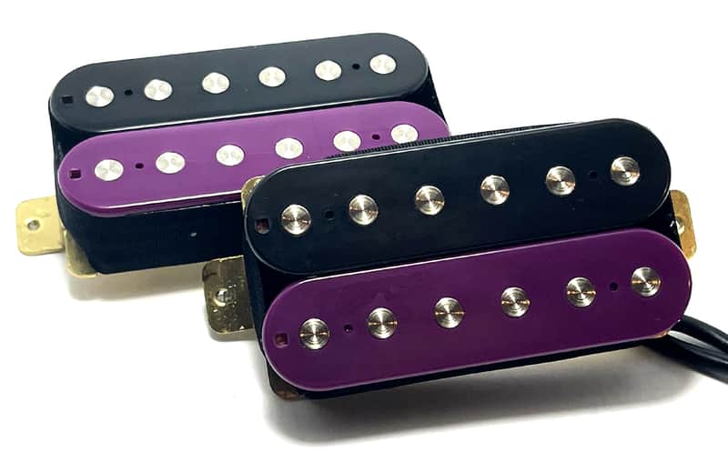 Dragonfire Zebra Screamers HH Set, Bridge + Neck Humbucker Pickups ~ Zebra Purple Black Set Style #4 image 1