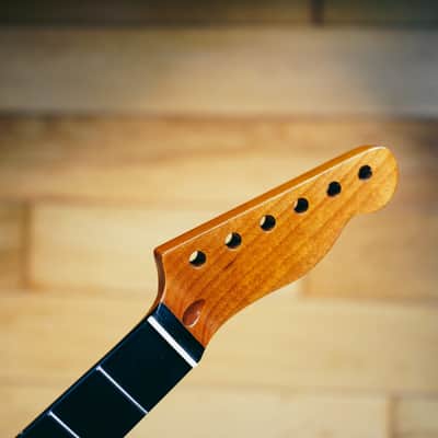Telecaster Neck – Roasted Maple & Blackwood | 22 Frets | Light Gloss Finish | Bone Nut image 4