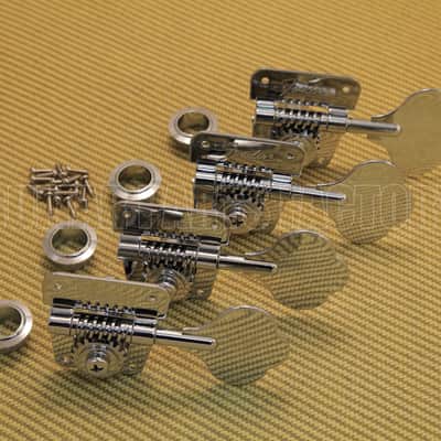 007-6568-049 Set of 4 Fender Chrome Logo Cloverleaf 70s Logo Bass Tuners 0076568049
