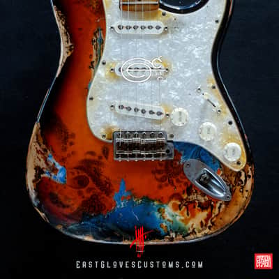 Fender Stratocaster 50th Anniversary Deluxe Series Sunburst Paisley/Pelham Blue Heavy Relic image 13