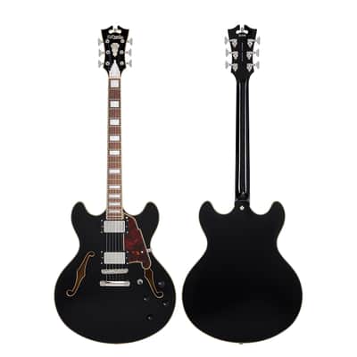 D'Angelico Premier DC Semi-Hollow Electric Guitar -  Solid Black image 5