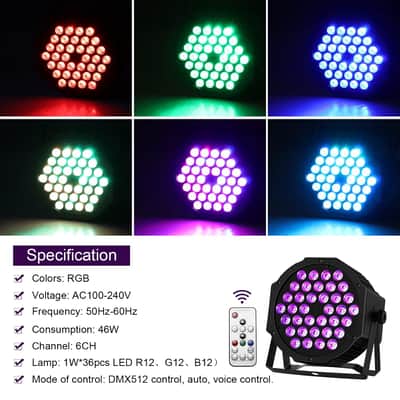 Led Par Lights, Dj Stage Light 36 Led Rgbw 4 In 1 Par Light 2 Packs With Sound Activated Dj Uplighting For Wedding Party Club Christmas Stage Lighting image 3