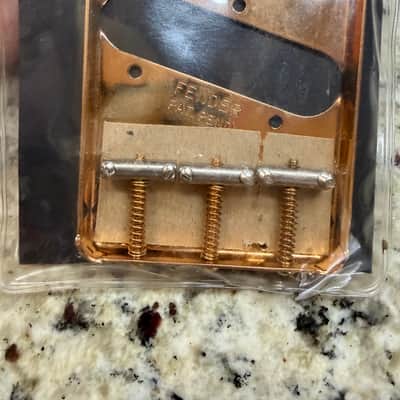 Fender 099-0806-200 American Vintage Telecaster 3-Saddle Bridge Assembly with Chromed-Brass Saddles 2010s - Gold image 1