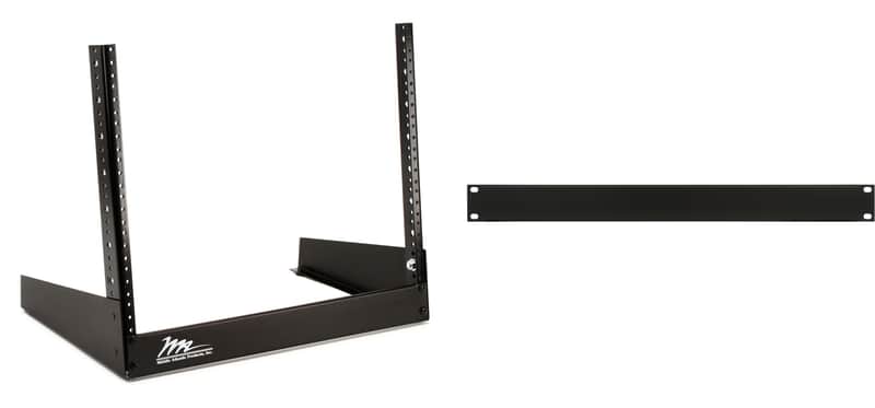 Middle Atlantic Products DR-8 8U Desktop Rack Bundle with Middle Atlantic Products EB1 Flanged Steel Rack Panel - 1U image 1