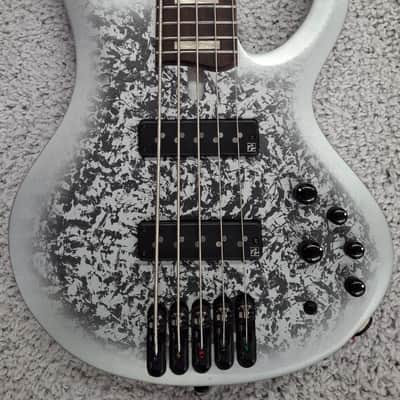 Mint Ibanez BTB25TH5SLM 5-String Electric Bass Guitar Silver Blizzard Matte Finish image 3