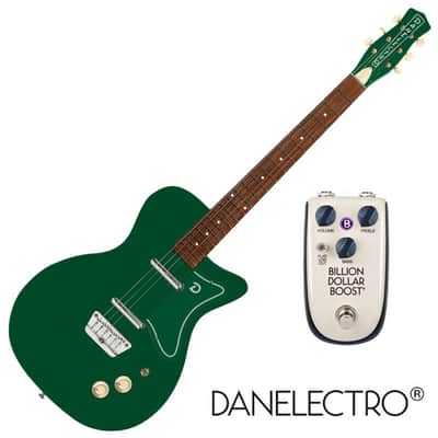 Danelectro '57 Electric Guitar Jade Green & Billionaire Boost Pedal image 1