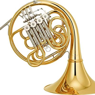 Yamaha Professional Horn; key of F/Bb; "Geyer" style; lacquered; detachable bell; nickel-plated brass rotary valve caps; Bb valve slide ring; HRC-70 case; 32C4 mouthpiece image 2