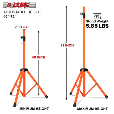 5 Core Speaker Stand Height Adjustable 72" Heavy Duty PA DJ Tripod Studio Monitor Stands image 2