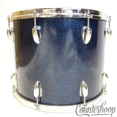 Slingerland 15x12"Tom Drum Blue Sparkle Vintage 60s Tenor Marching COB Brass USA image 4