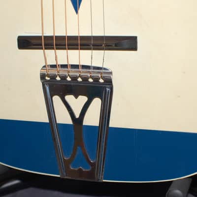 1955 Stella Harmony Sundale Pacific Blue White Pro Neck Reset Plays Great Softshell Case image 3