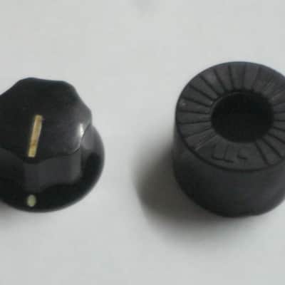 ONE litely relic'd MXR large (standard size) black plastic knob with white position line & dot, Push-On Style ECB134 (NO set screw) & ONE litely relic'd MXR Knob Cover (Foot Turner) ECB131 - from late 2000s image 9