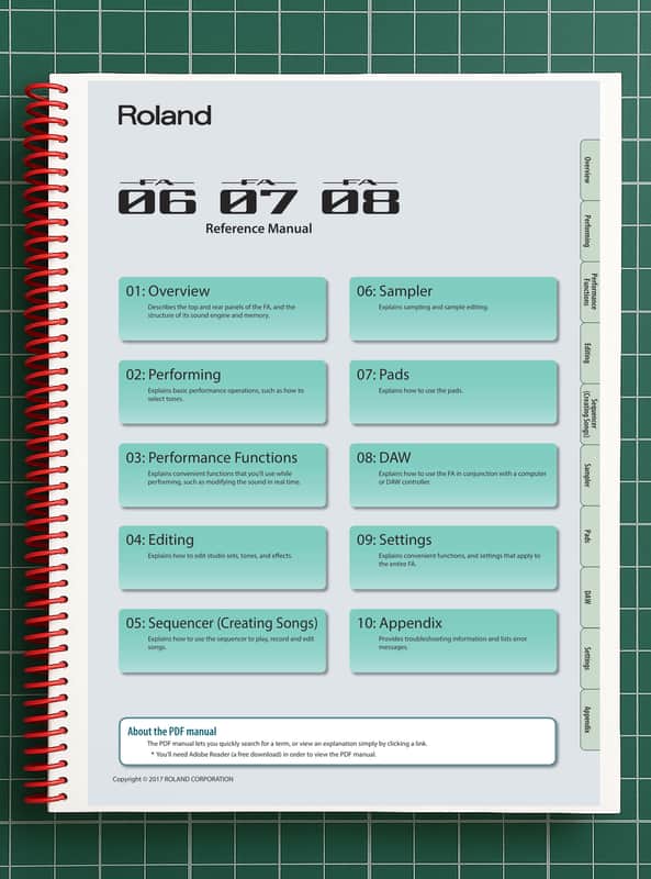 Roland FA-08 — 7 in 1 Owners Manual Guide Instructions — 379 Pages — USA Made image 1