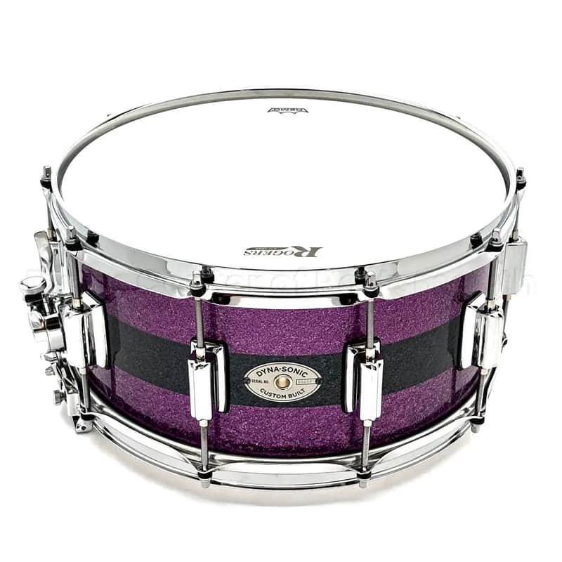 Rogers Dyna-Sonic Snare Drum 14x6.5 Purple & Black Sparkle image 1