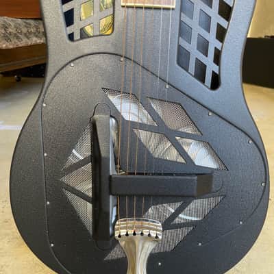 National Reso-phonic Tricone Polychrome Acoustic Guitar Black + Case image 7
