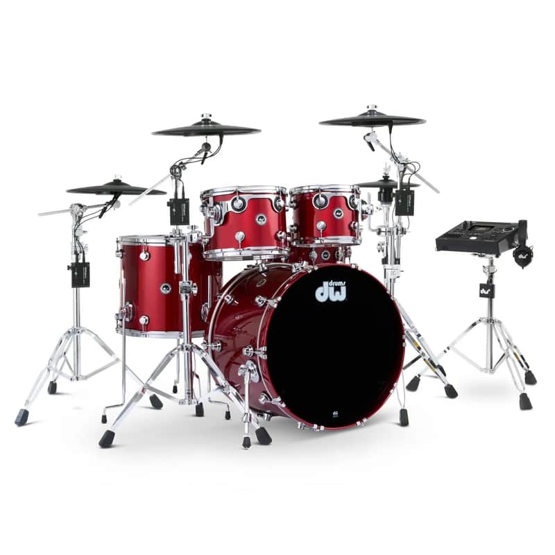 DW DWe 5pc Complete Electronic/Acoustic Drum Set w/Roland Cymbals & V51 Black Cherry Metallic image 1
