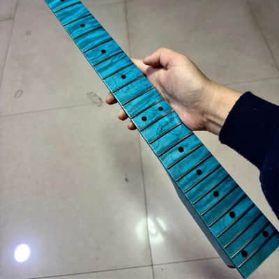 24fret Blue Flame Maple Round head fret electric guitar neck PART 25.5inch gloss image 1
