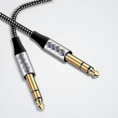 1/4 inch TRS Cable,Subwoofer Cable,RCA Cable,6.35mm Audio Cable,1/4" Male to Male TRS Stereo Audio Cable,Compatible for iPod, Laptop,Home Theater,Electric Guitar,Nylon Black 9.84Ft/3M Bild 3