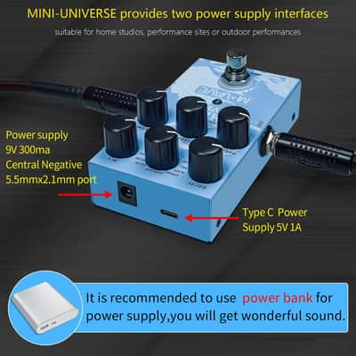 M-VAVE Mini Universe Pro Guitar Reverb Pedal - 9 Digital Effects (Room/Hall/Plate/Spring/Shimmer/Cloud/Bloom/Swell/Lo-Fi), True Bypass, Dual Power, Compact Metal Housing for Electric Guitar & Bass image 4
