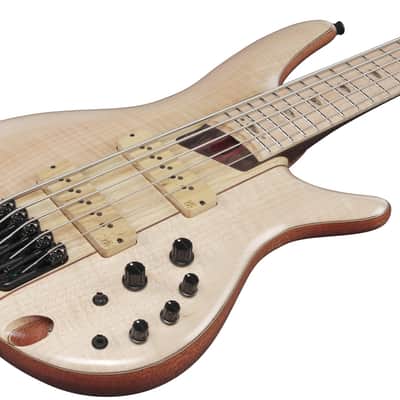 Ibanez Premium SR5FMDX2 5 string Bass Guitar, Natural Low Gloss image 5