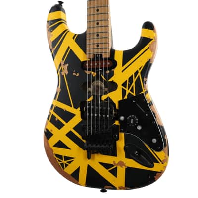 EVH Limited Edition Striped Series Frankenstein Frankie Guitar w/ Gig Bag - Aged Black and Yellow Bumblebee image 5