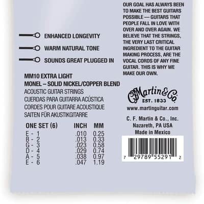 Martin MM10 Retro Acoustic Monel Acoustic Guitar Strings - Extra Light (.10 - .47) Standard image 2