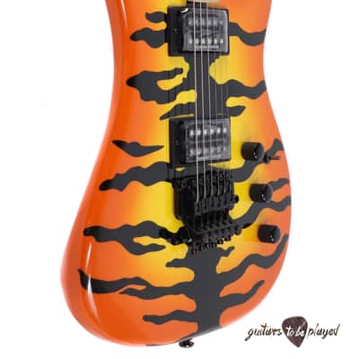 Kramer Pacer Vintage Reissue Floyd Rose Guitar - Orange Burst w/ Tiger Stripe image 3