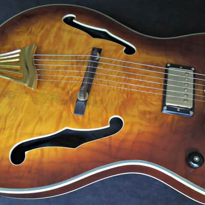 DYNAMIC Metropolitain VSB - Custom Thinline ES Jazz Guitar Exotic Amboyna Burl Top, Ebony Board image 6