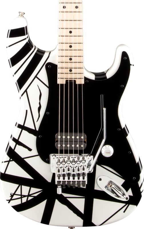 EVH Striped Series Electric Guitar White with Black Stripes image 1