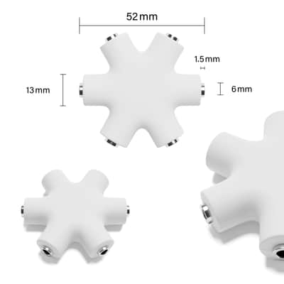 ExcelValley [White] Mono Patch Cable Splitter Hub 6 Port 5 Way TS 3.5mm 1/8" Modular Synth Eurorack image 2