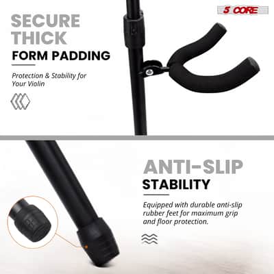5 Core Violin Stand with Bow Holder Adjustable Cello Banjo Mandolin Holder image 5