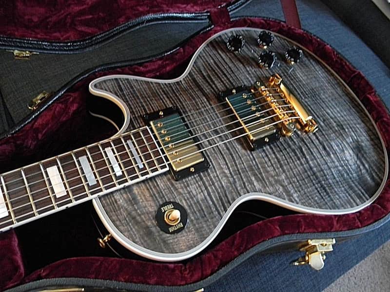 2012 Gibson Custom Shop Les Paul Custom Trans Black with AAAAA (5A) Hand Selected Flame Maple Top! image 1