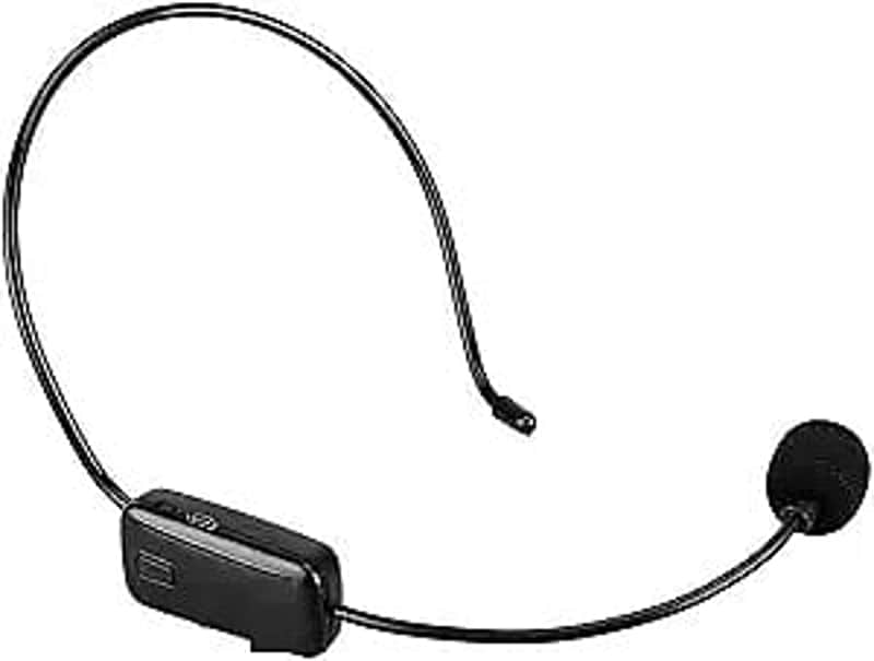 Wireless FM Microphone Headset, Hands-Free with Rechargeable Battery for Voice Amplifier, Church, Tour Guide, Teacher, Salesman, Conference, Karaoke (Black) image 1